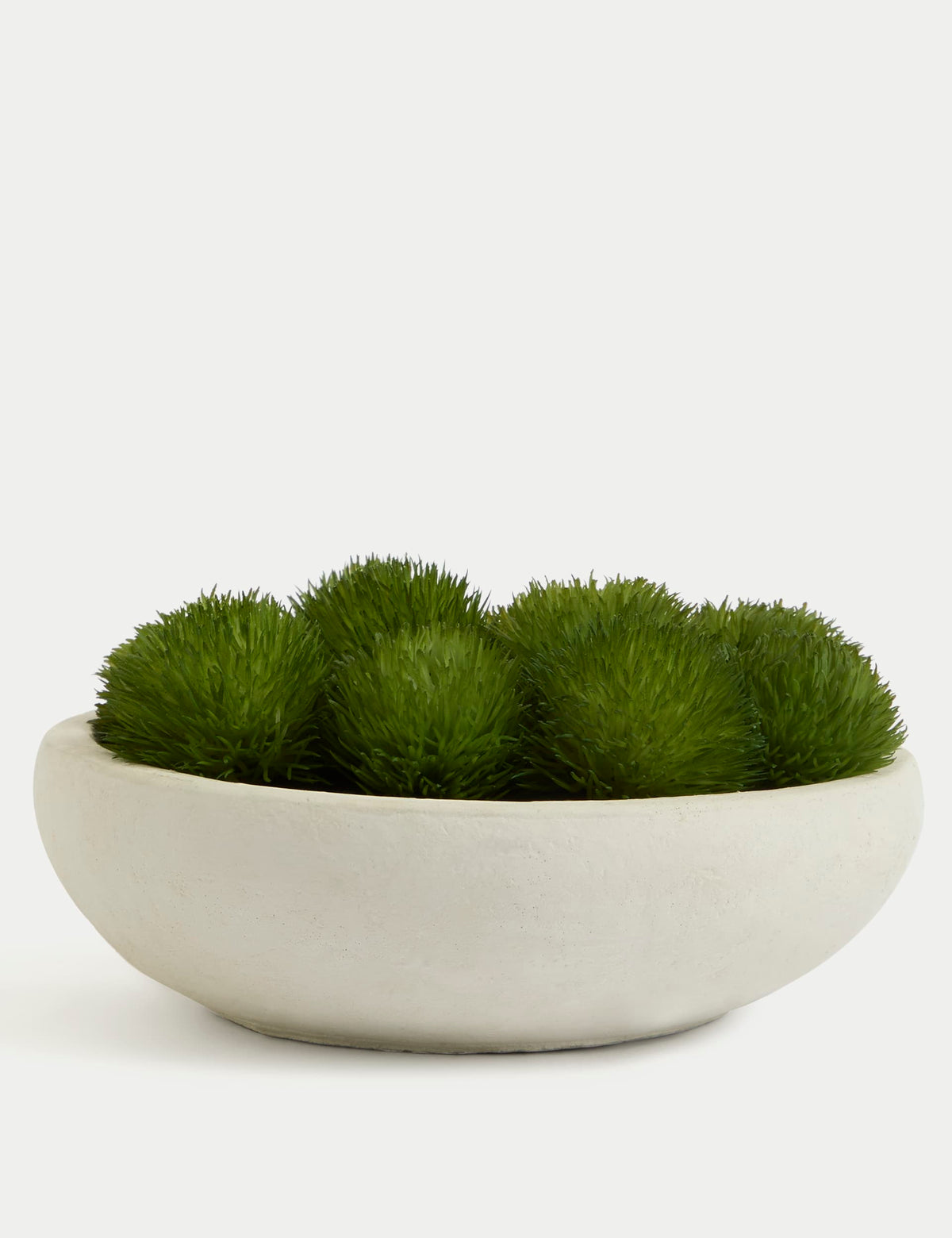 Artificial moss in concrete bowl decorative plant, 20 cm wide - British product