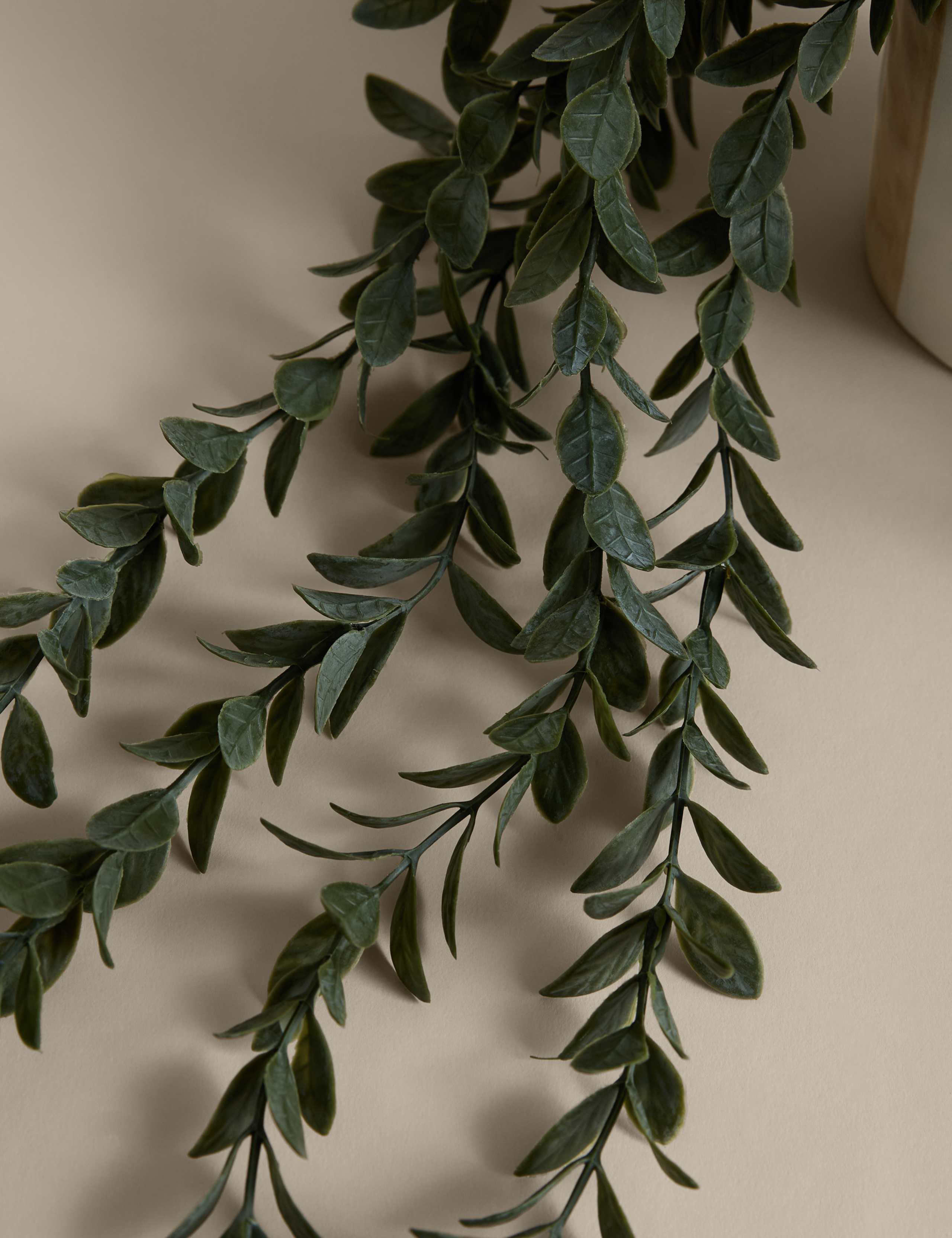 Artificial trailing boxwood in stripe ceramic pot - British product