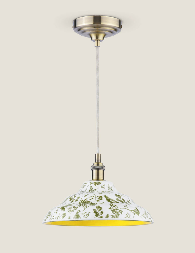 Joules Audley ceramic pendant light with pheasant print (British brand)