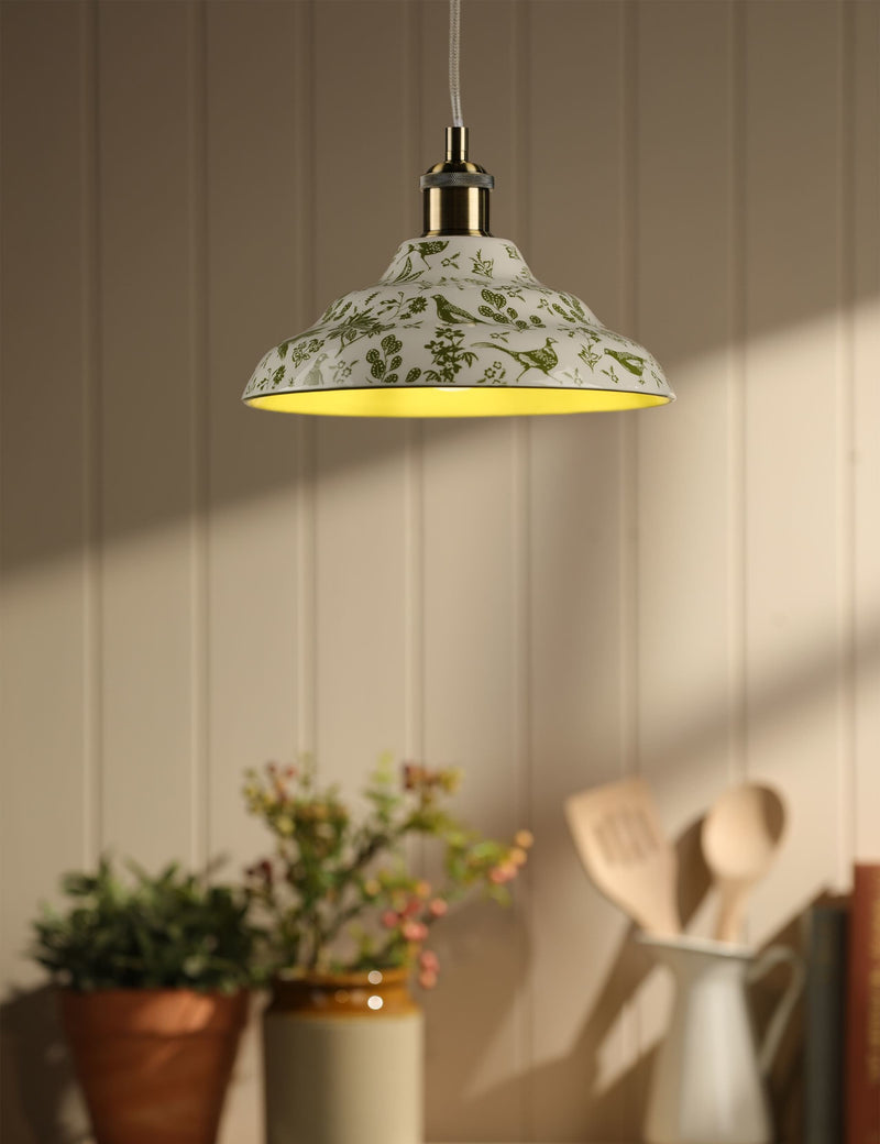 Joules Audley ceramic pendant light with pheasant print (British brand)