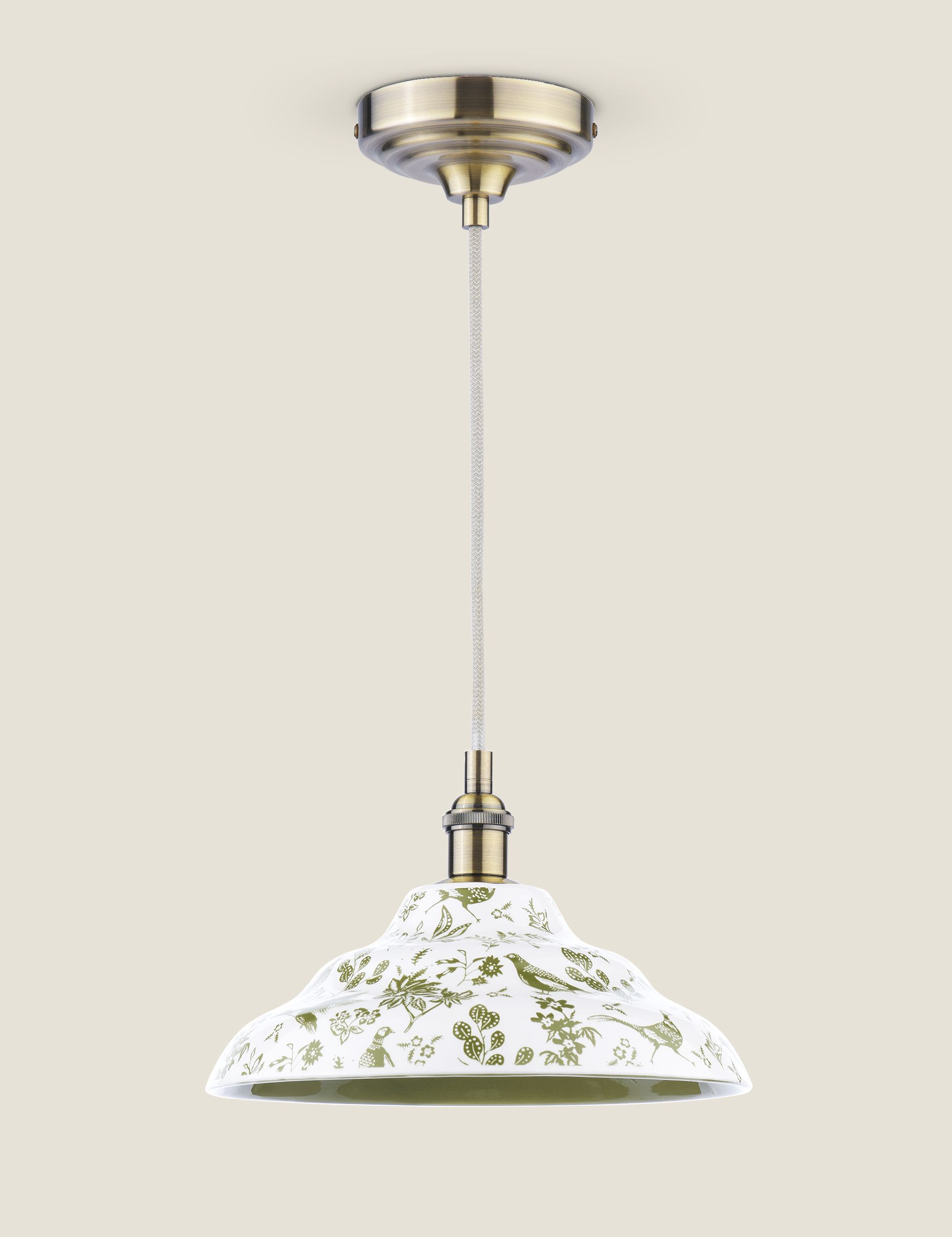 Joules Audley ceramic pendant light with pheasant print (British brand)
