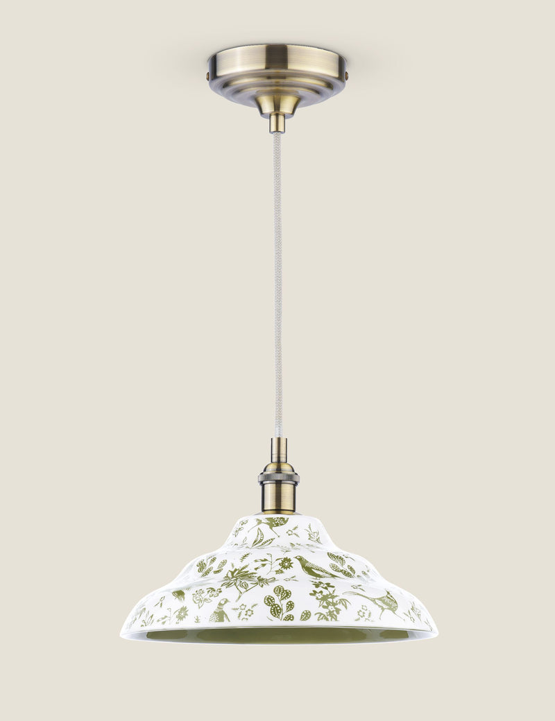 Joules Audley ceramic pendant light with pheasant print (British brand)