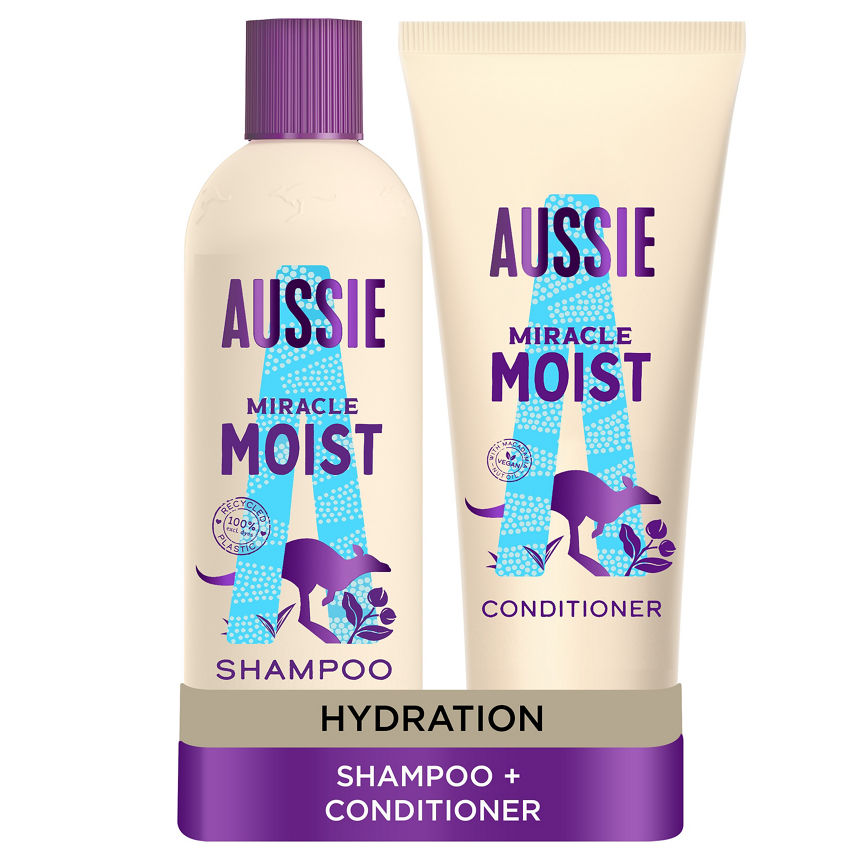 Aussie Miracle Moist Shampoo And Conditioner Bundle for Dry Hair GOODS ASDA   