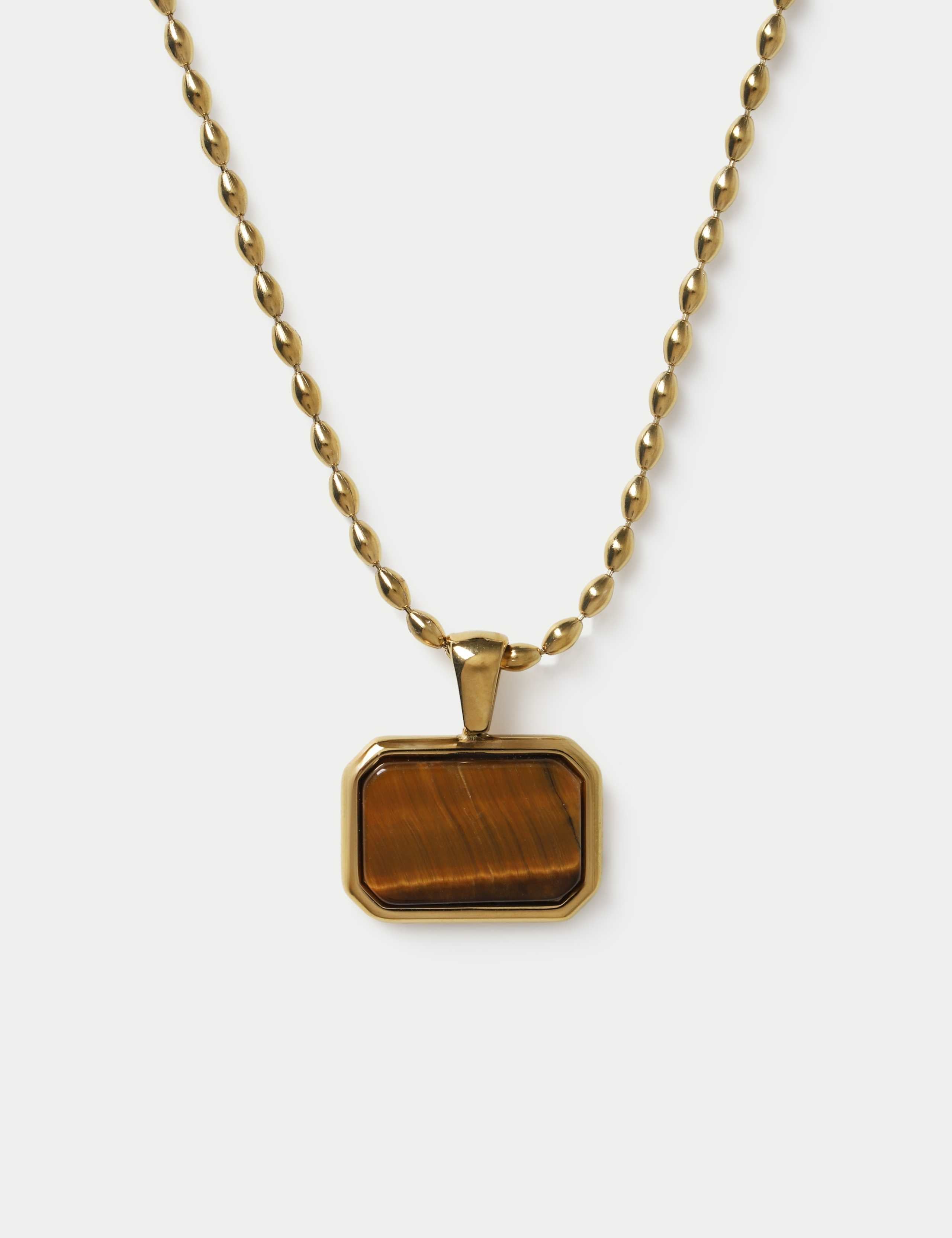 AUTOGRAPH pendant necklace with stainless steel and natural stone - British product