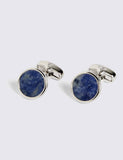 Moss aventurine stone round cufflinks, imported from the UK