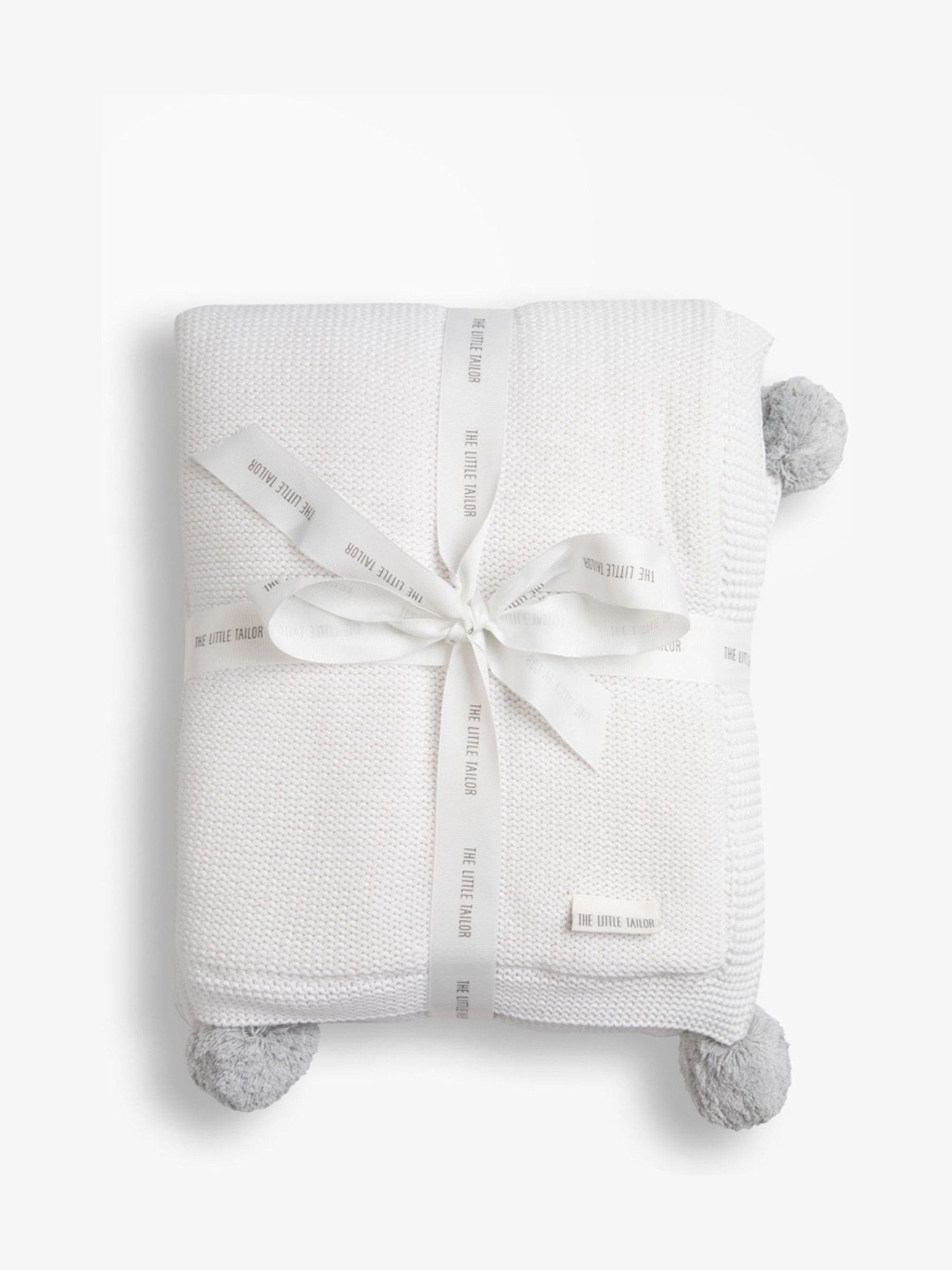 The Little Tailor pink pom pom plush lined baby blanket, UK version