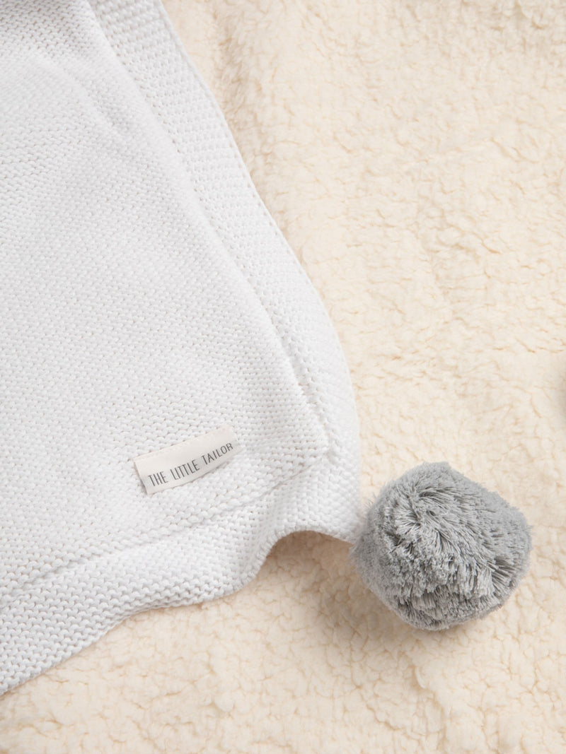 The Little Tailor pink pom pom plush lined baby blanket, UK version