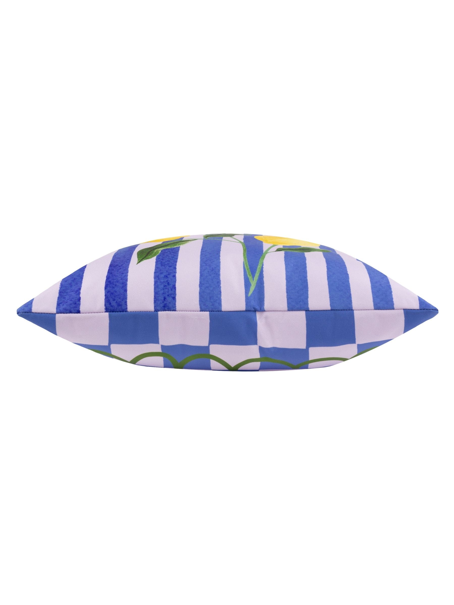 Furn outdoor cushion blue lemons abstract 43cm (British brand)