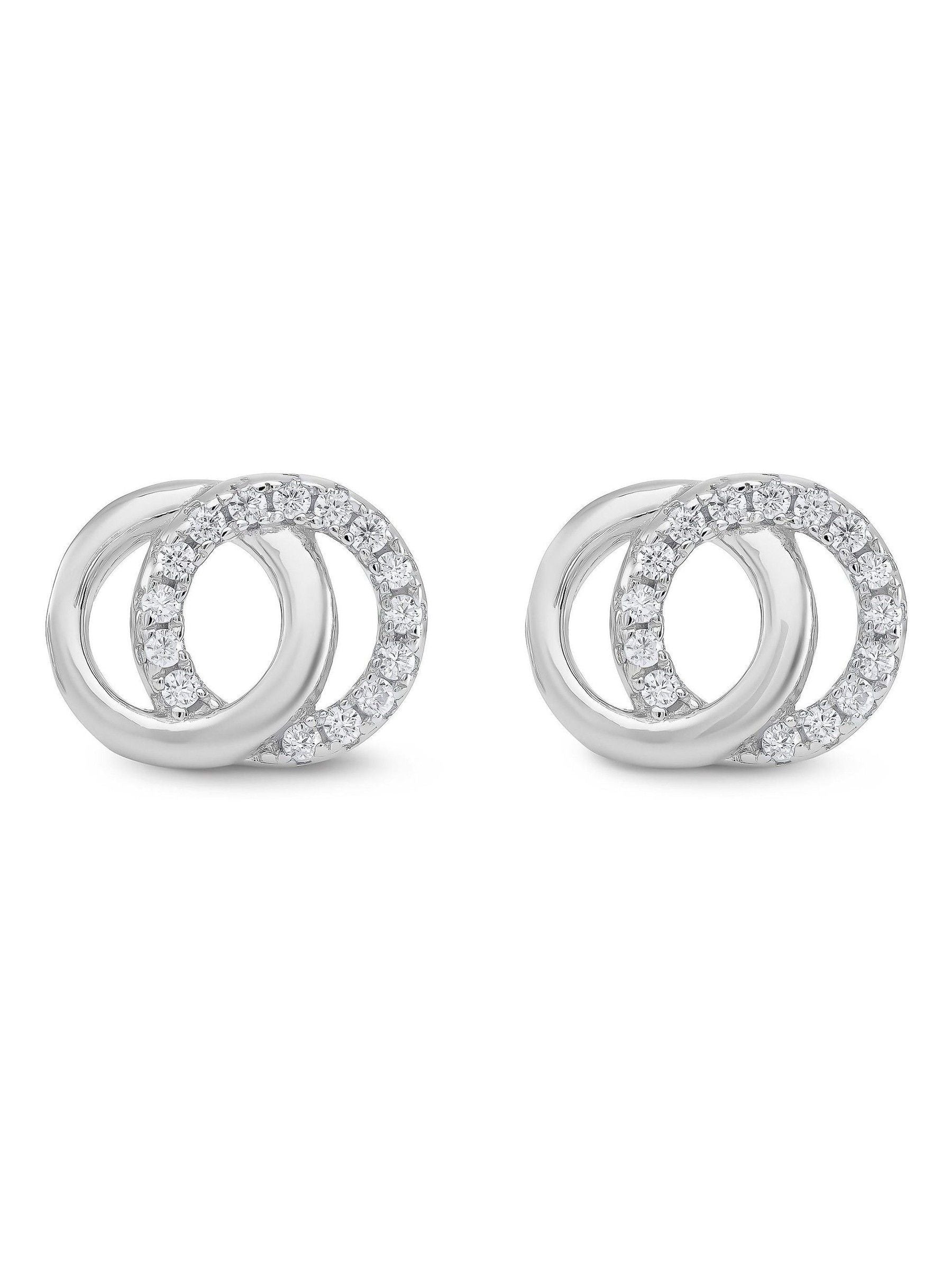 Beaverbrooks double circle cubic zirconia stud earrings 8mm - British product