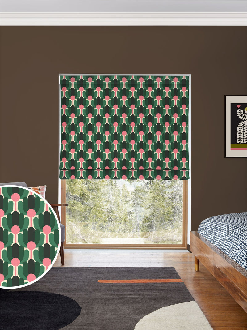 Orla Kiely Florida roman blind jade green 100% cotton - British product