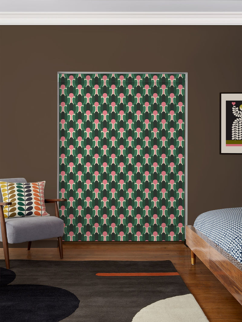 Orla Kiely Florida roman blind jade green 100% cotton - British product