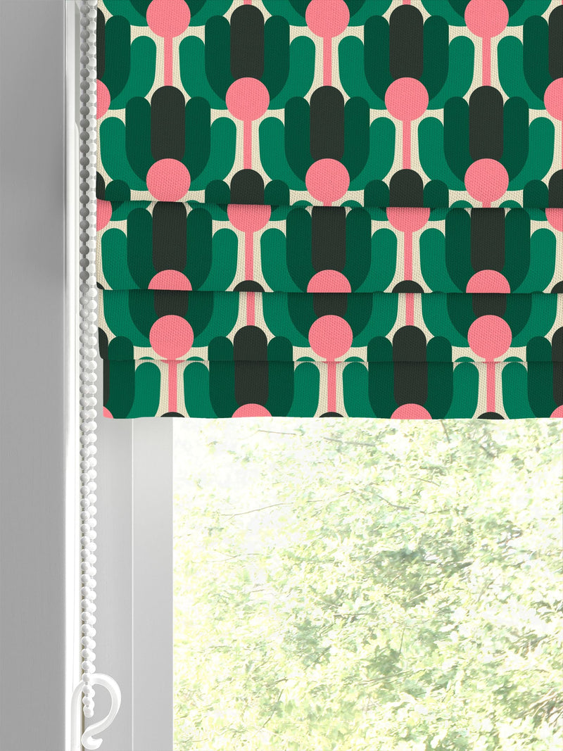 Orla Kiely Florida roman blind jade green 100% cotton - British product