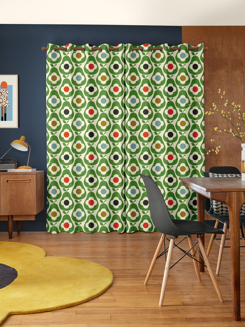 Orla Kiely green multi pear made to measure curtains (British brand)