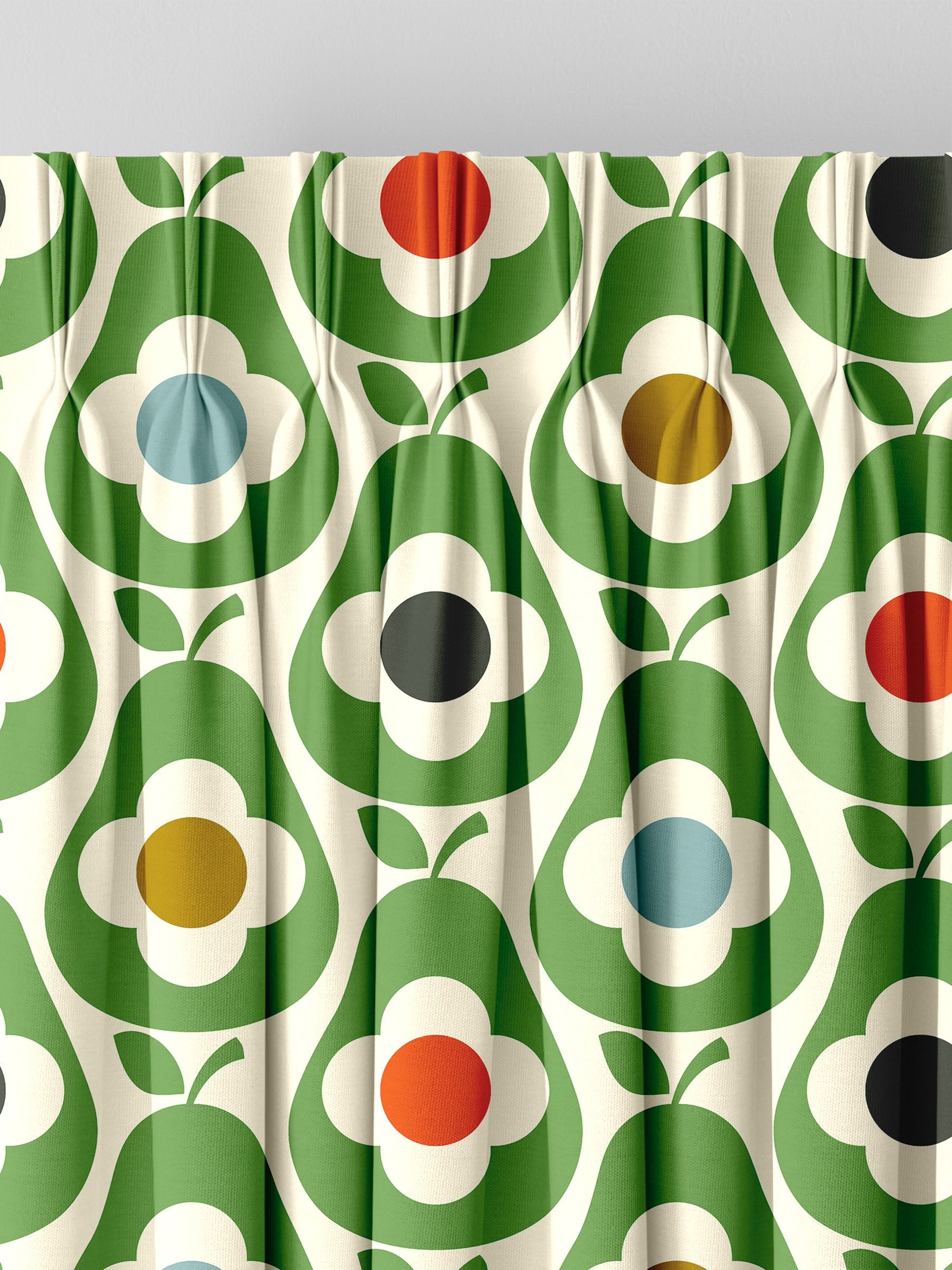 Orla Kiely green multi pear made to measure curtains (British brand)