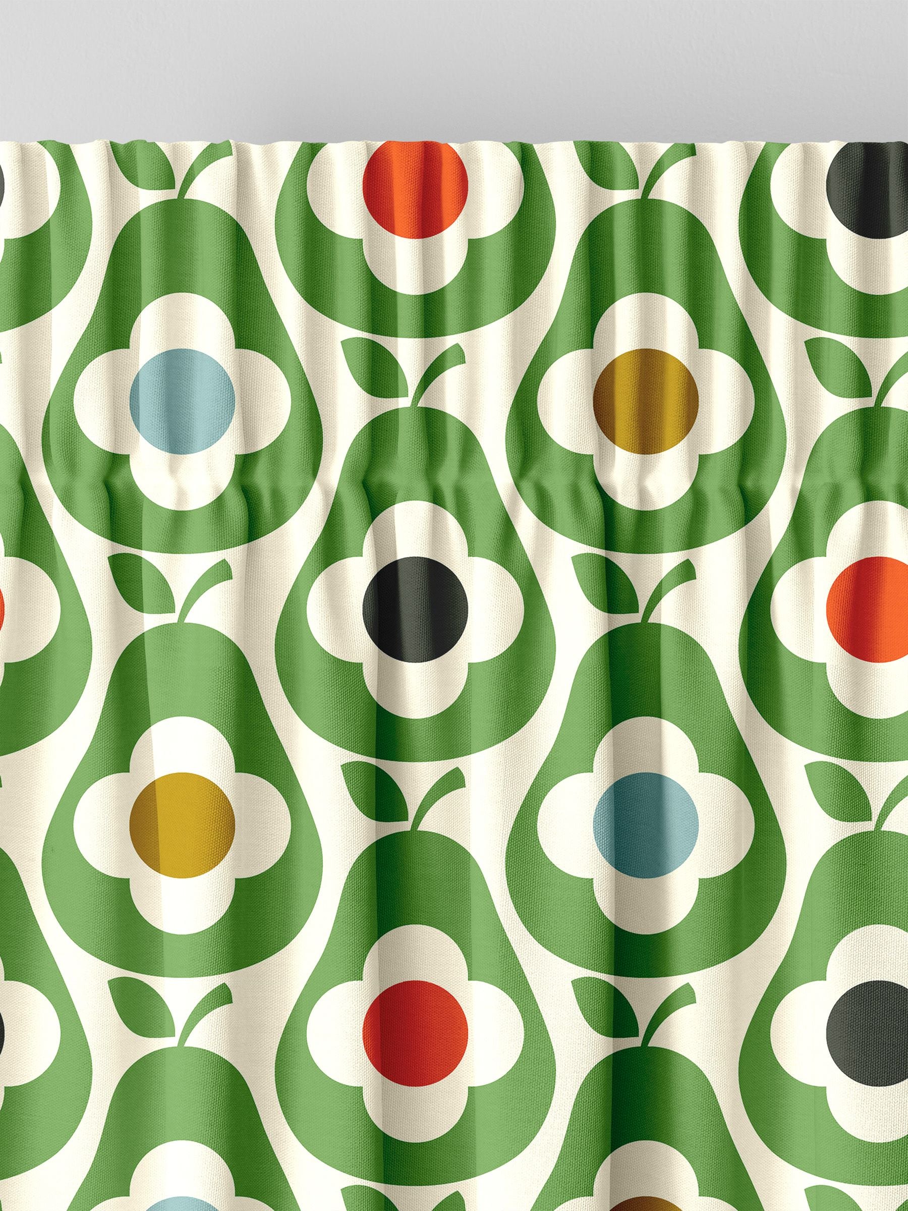 Orla Kiely green multi pear made to measure curtains (British brand)
