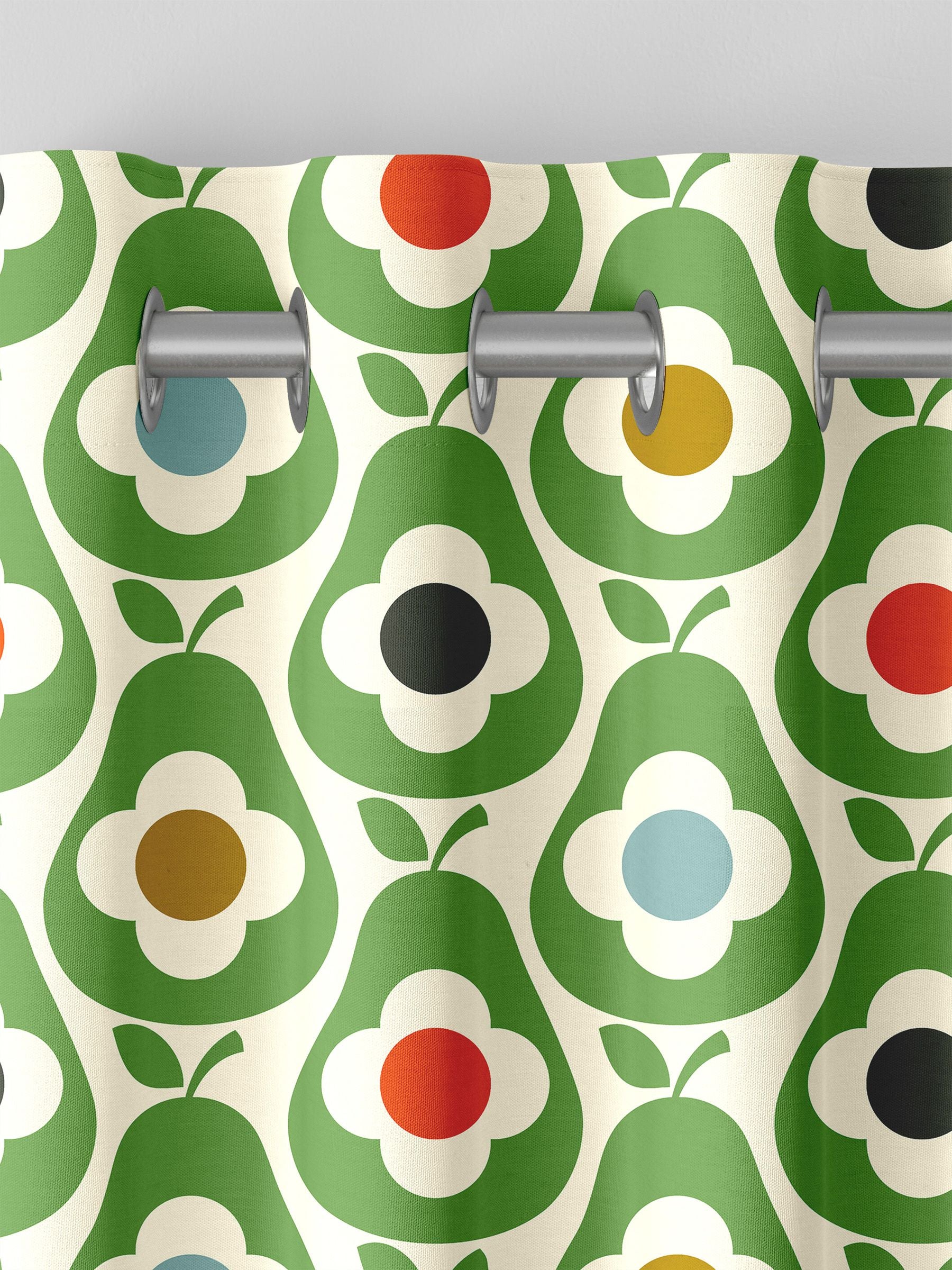 Orla Kiely green multi pear made to measure curtains (British brand)