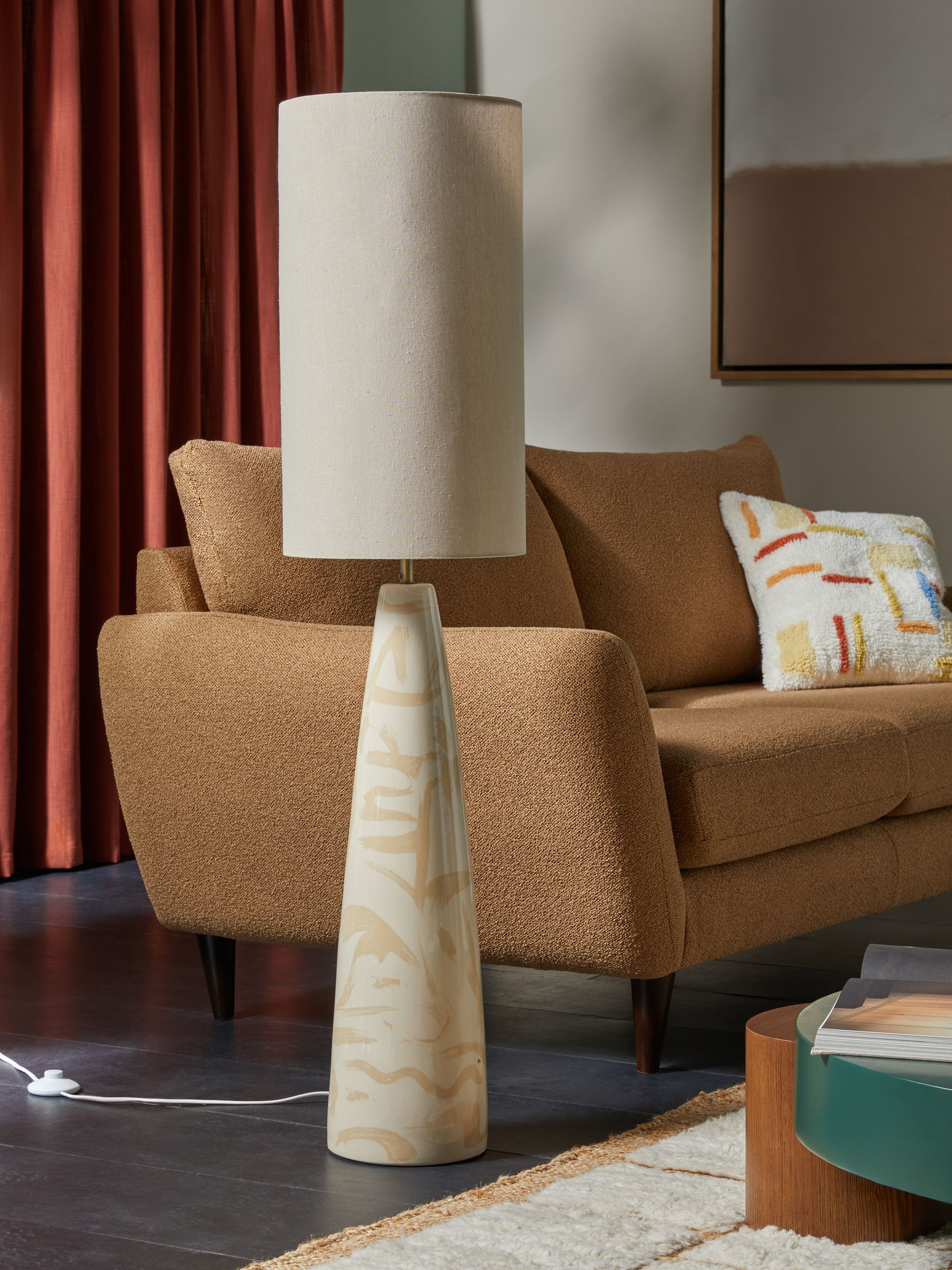MADE.COM Vince cream ceramic floor lamp 131.5cm - British product