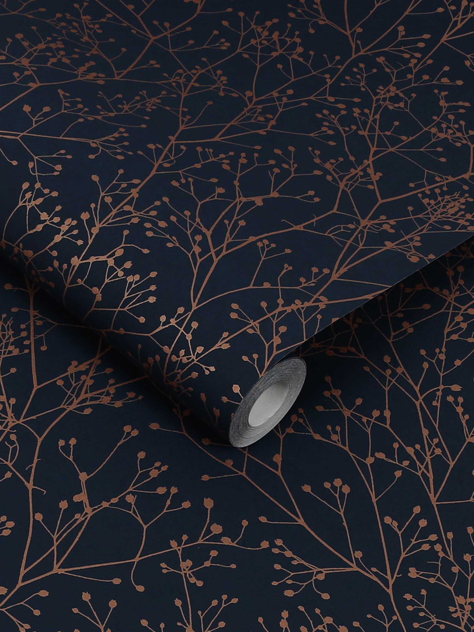 Clarissa Hulse Blue Gypsophila Midnight And Copper paper, UK version