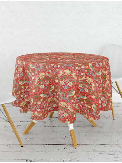 William Morris Gallery Rød Strawberry Thief 100 % bomullsduk Rektangulær 132x178cm
