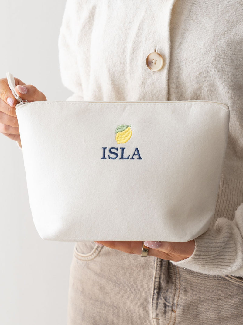 No Ordinary Gift personalised embroidered fruity kids snack pouch 18x19x9 cm, imported from the UK