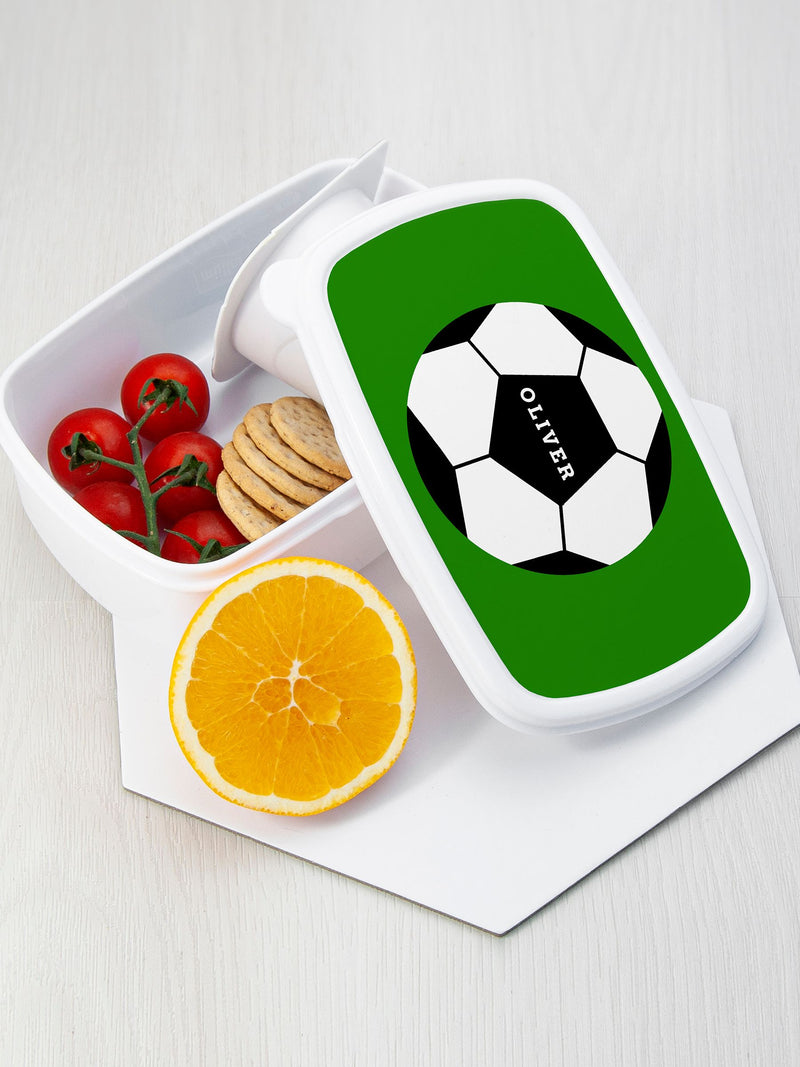 Personalised football lunch box for kids, UK version