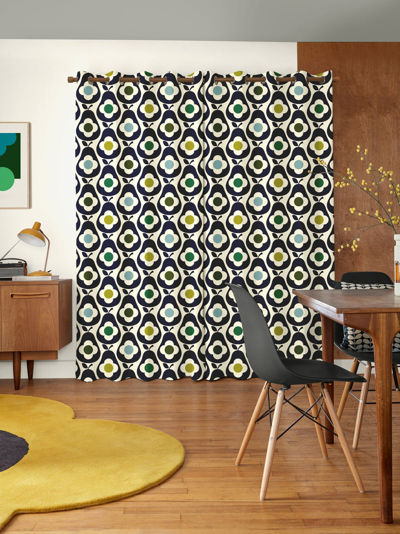 Orla Kiely curtains whale blue multi pear, imported from the UK
