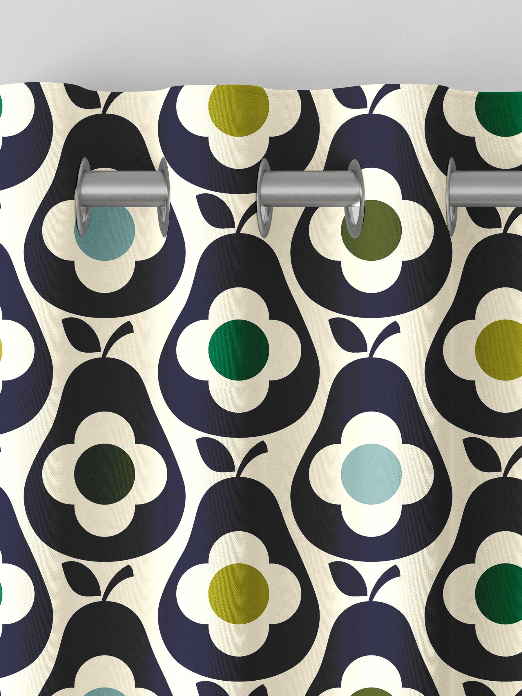 Orla Kiely curtains whale blue multi pear, imported from the UK
