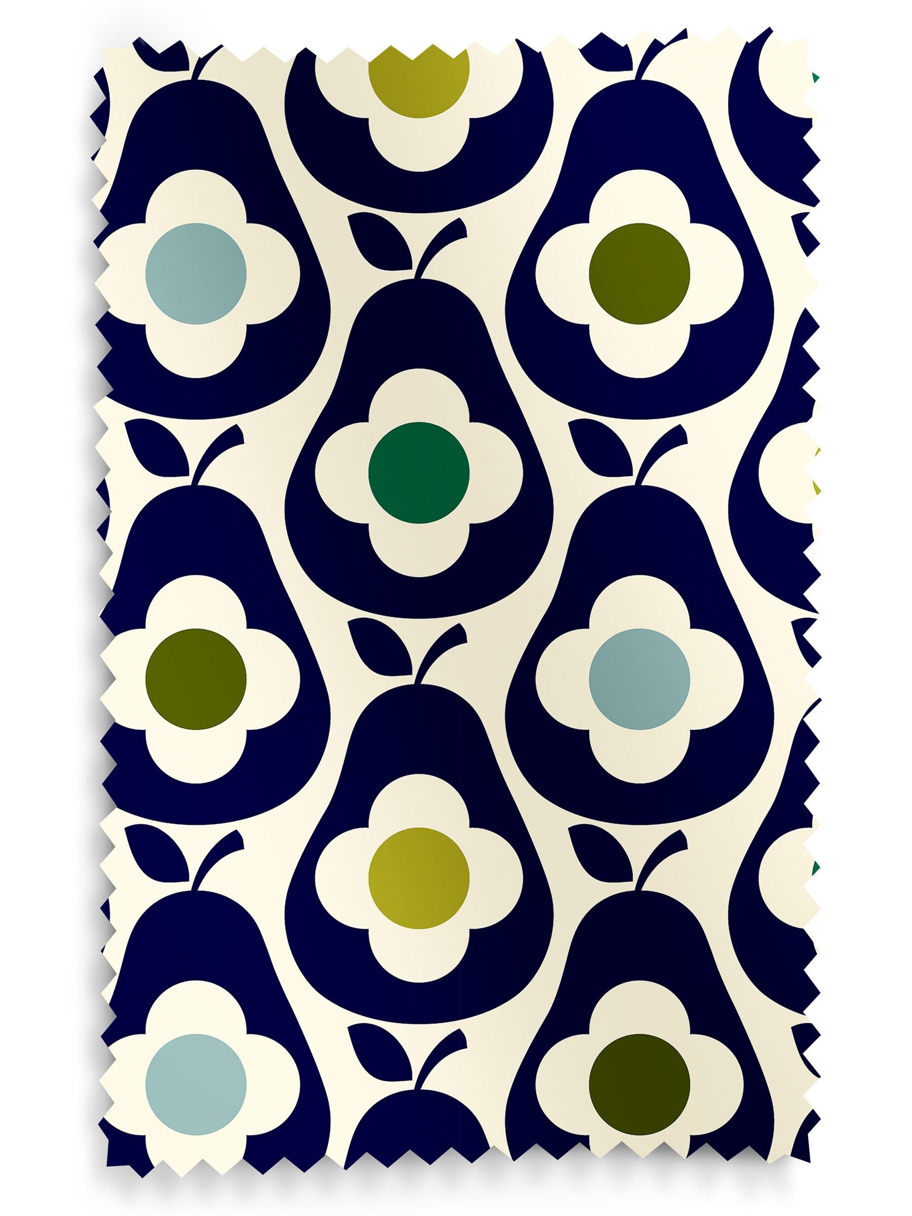 Orla Kiely curtains whale blue multi pear, imported from the UK