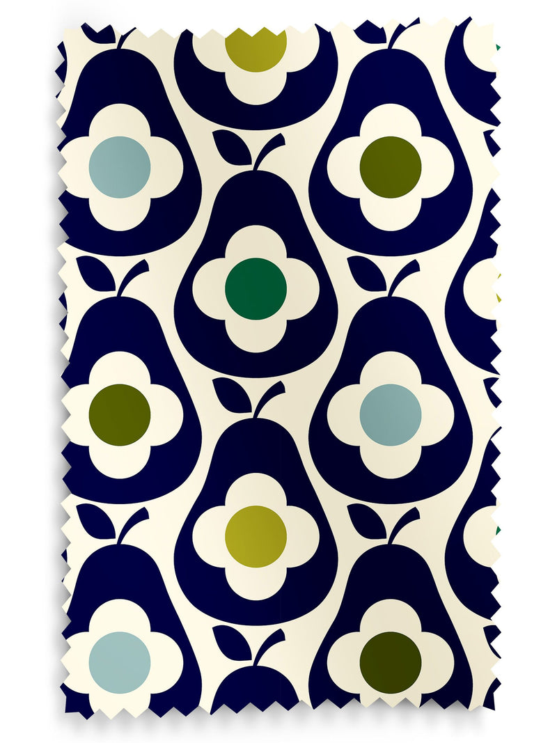 Orla Kiely curtains whale blue multi pear, imported from the UK