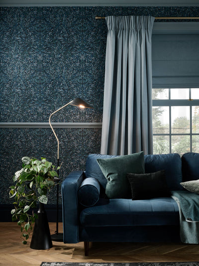 Next Graham & Brown Blue Salix Leaves Wallpaper- Buy online at McGrocer