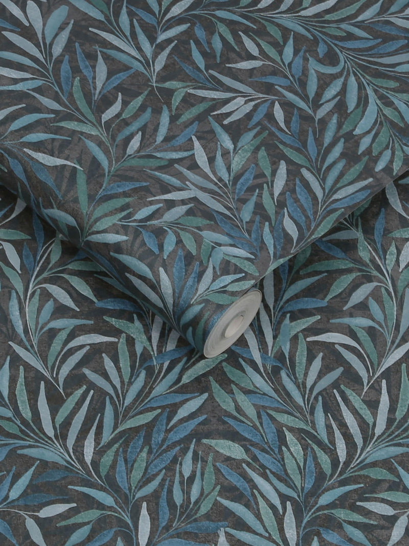Graham & Brown Blue Salix Leaves wallpaper - British product