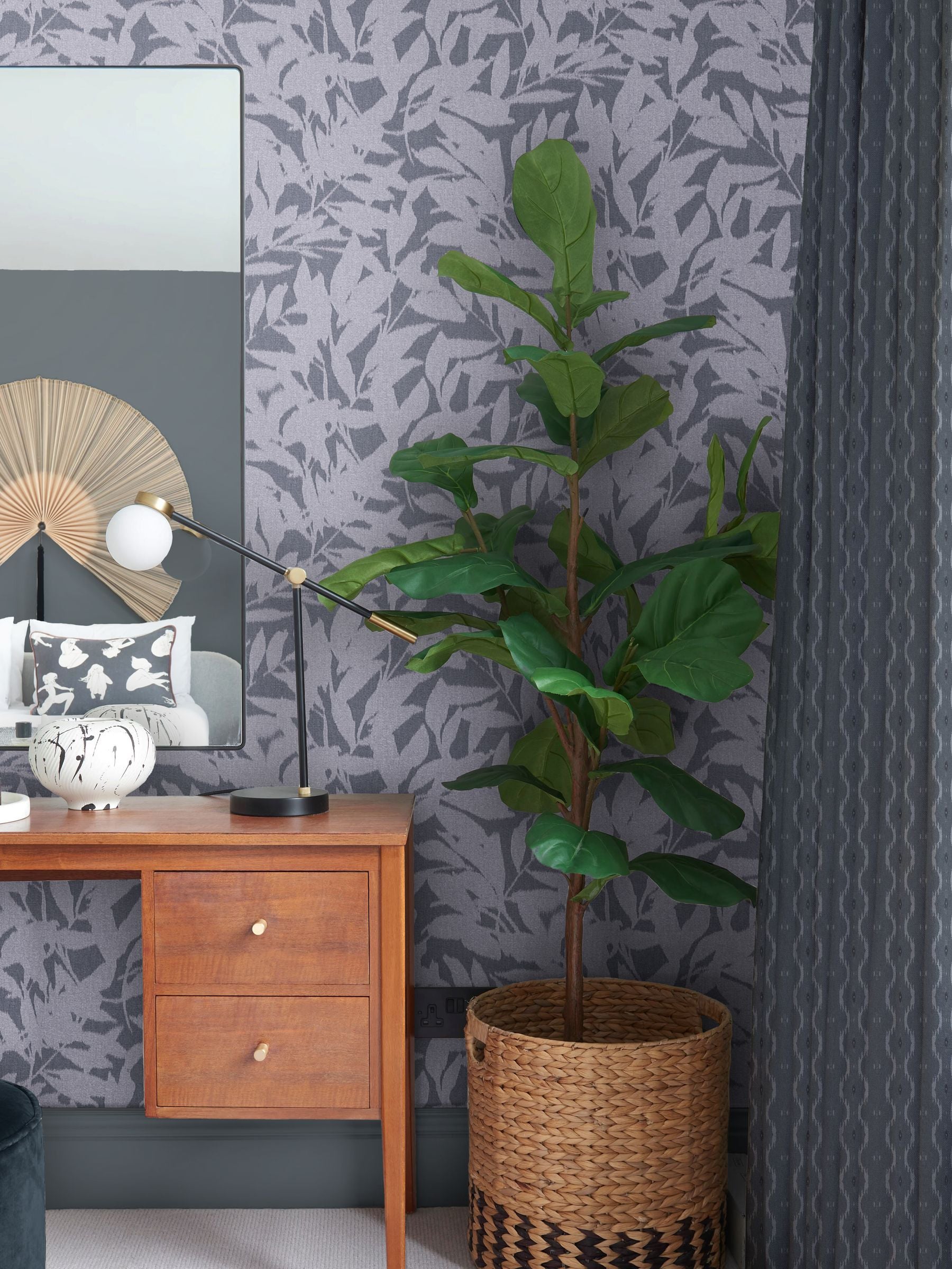 Graham & Brown Denim Shadow Play wallpaper sample A4, imported from the UK