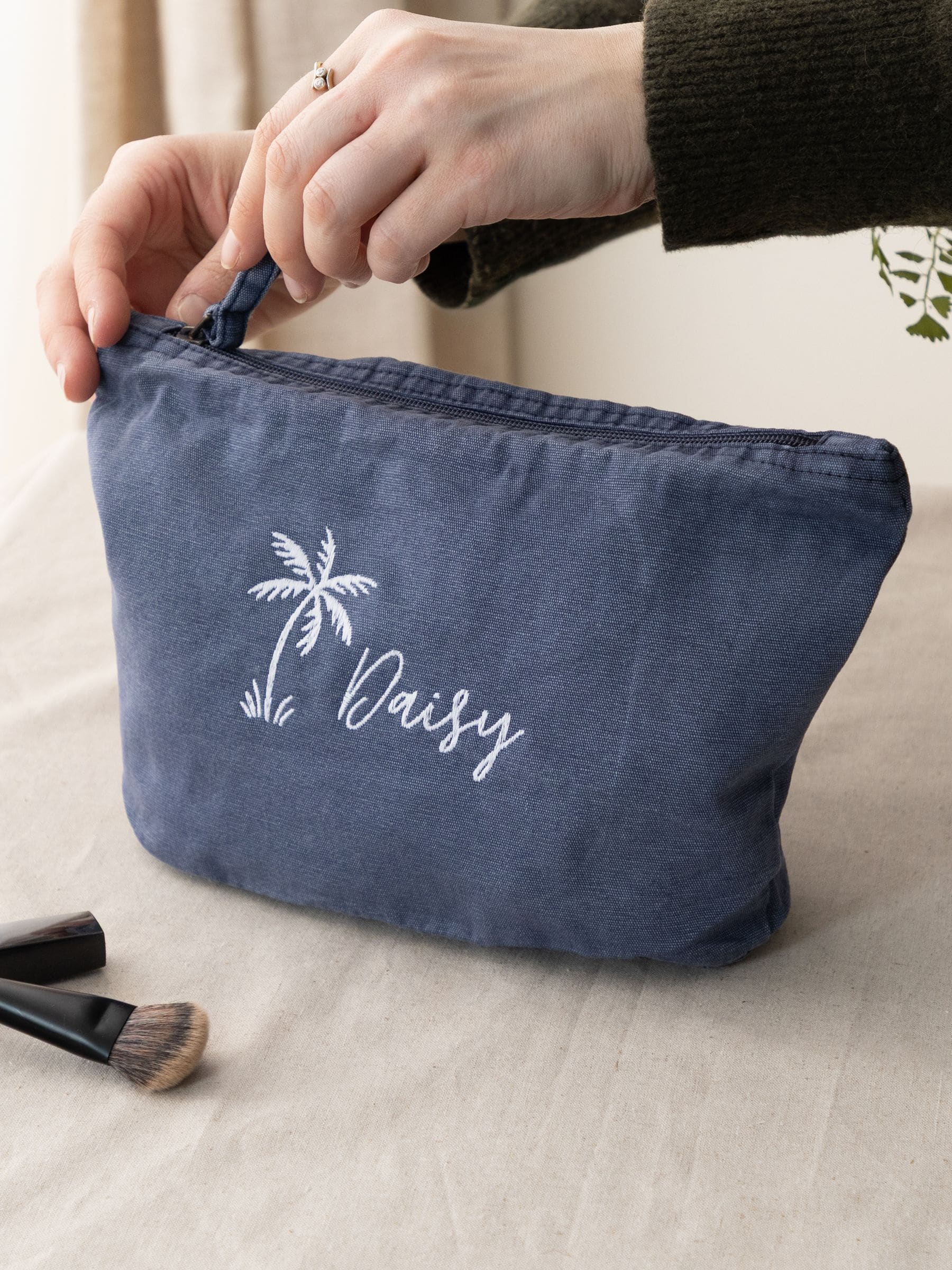 No Ordinary Gift embroidered palm tree travel pouch (British brand)
