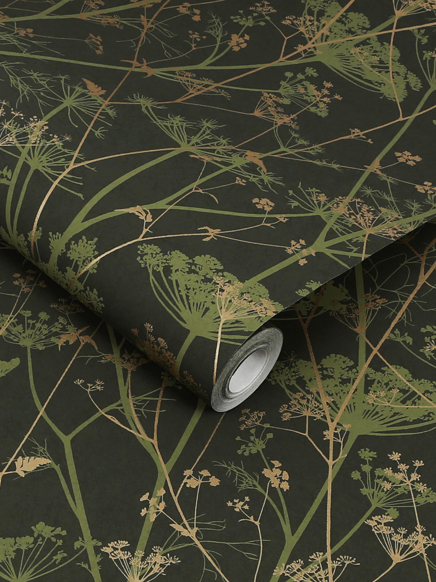 Clarissa Hulse wallpaper Green Wild Chervil Gold - British product