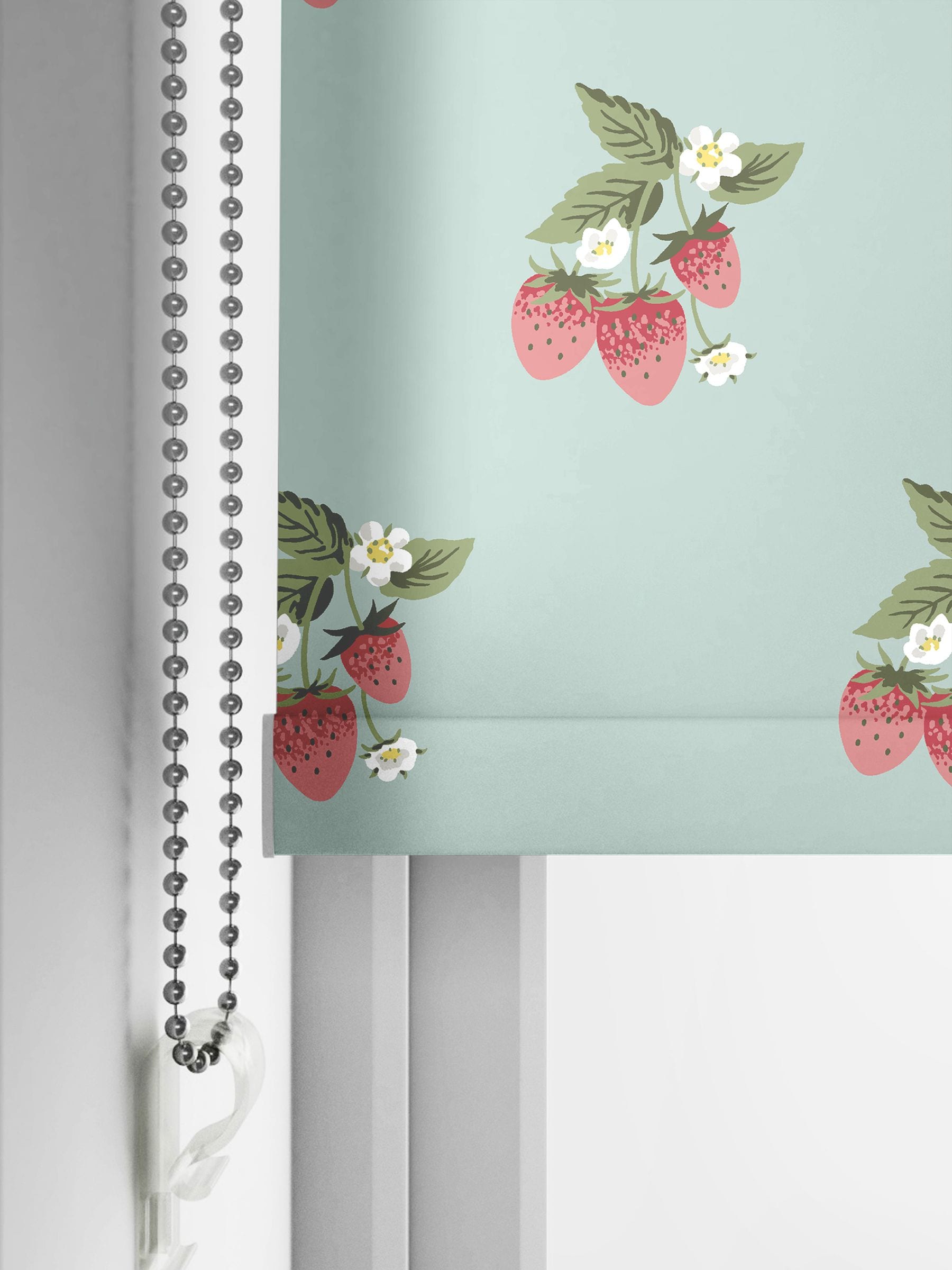Sophie Allport blue strawberries roller blinds, UK version