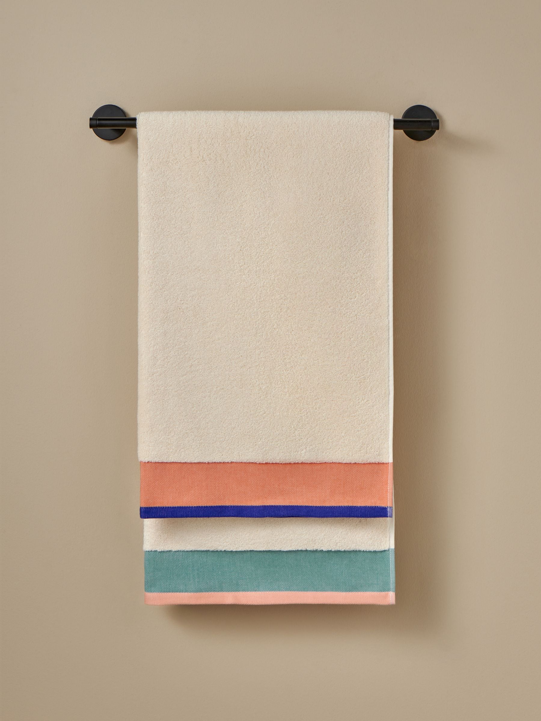 MADE.COM towel Navy Peach border design - British product