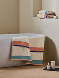 MADE.COM towel Navy Peach border design - British product