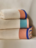 MADE.COM towel Navy Peach border design - British product