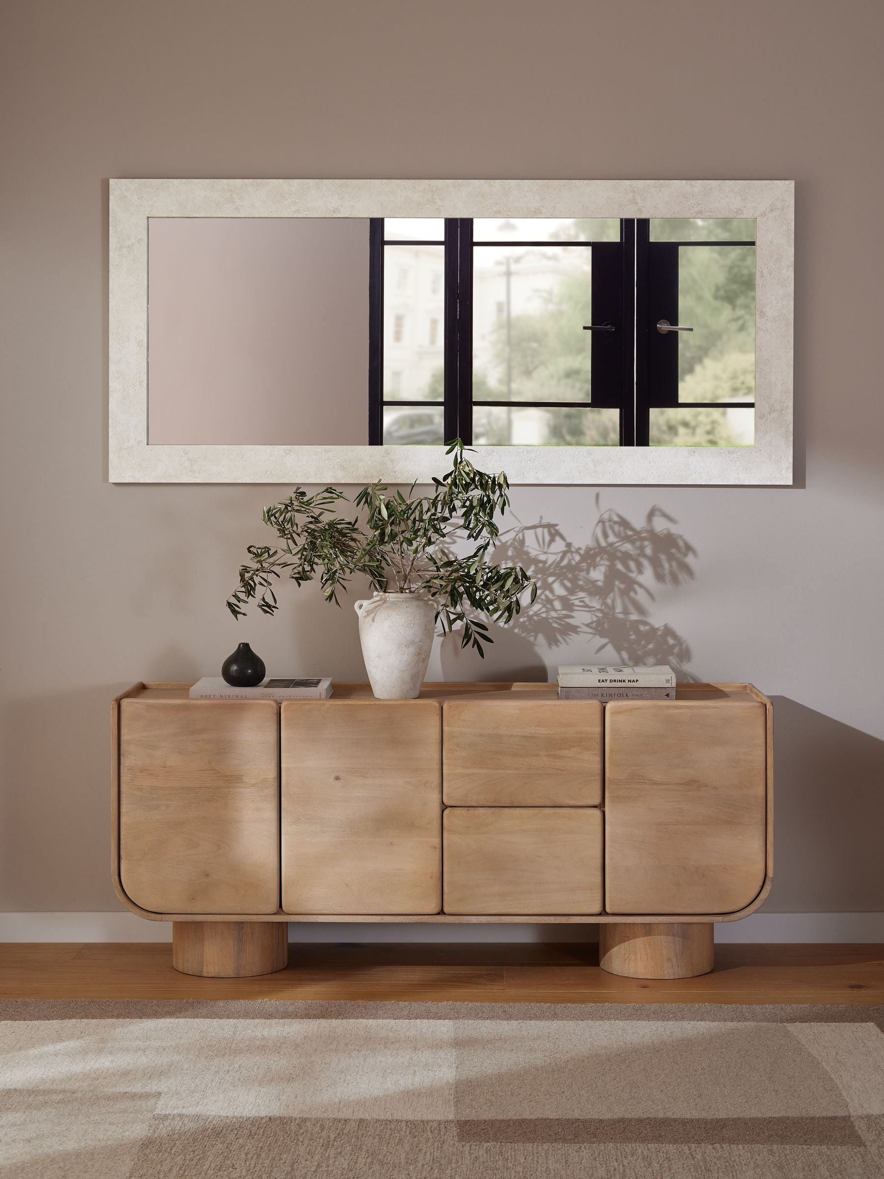 White stone effect full length mirror, UK version
