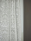 Shabby Chic white voile damask curtain slot top, UK version