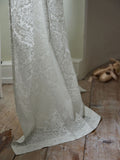 Shabby Chic white voile damask curtain slot top, UK version