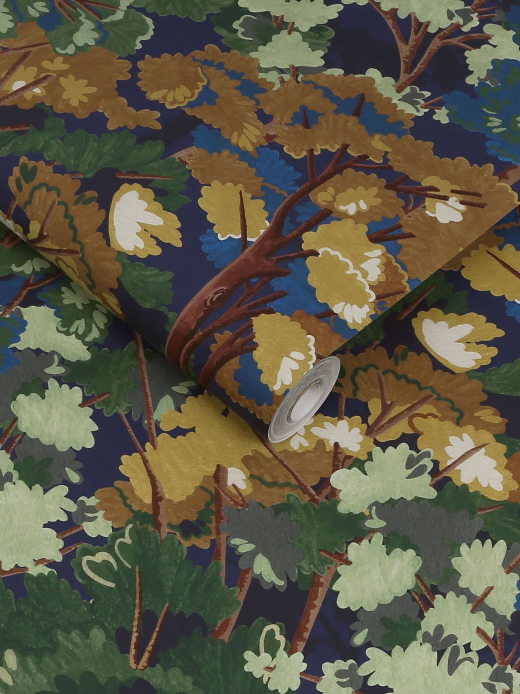 Graham & Brown Folklore Tree Midnight wallpaper, imported from the UK