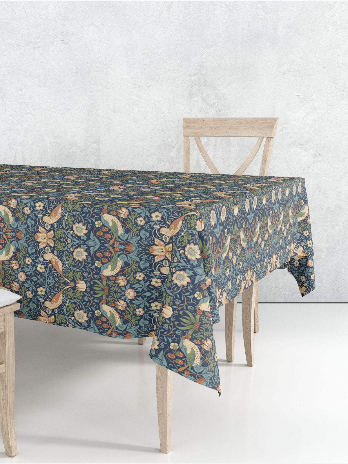 William Morris Gallery Blue Strawberry Thief Wipe Clean 100% Cotton Table Cloth
