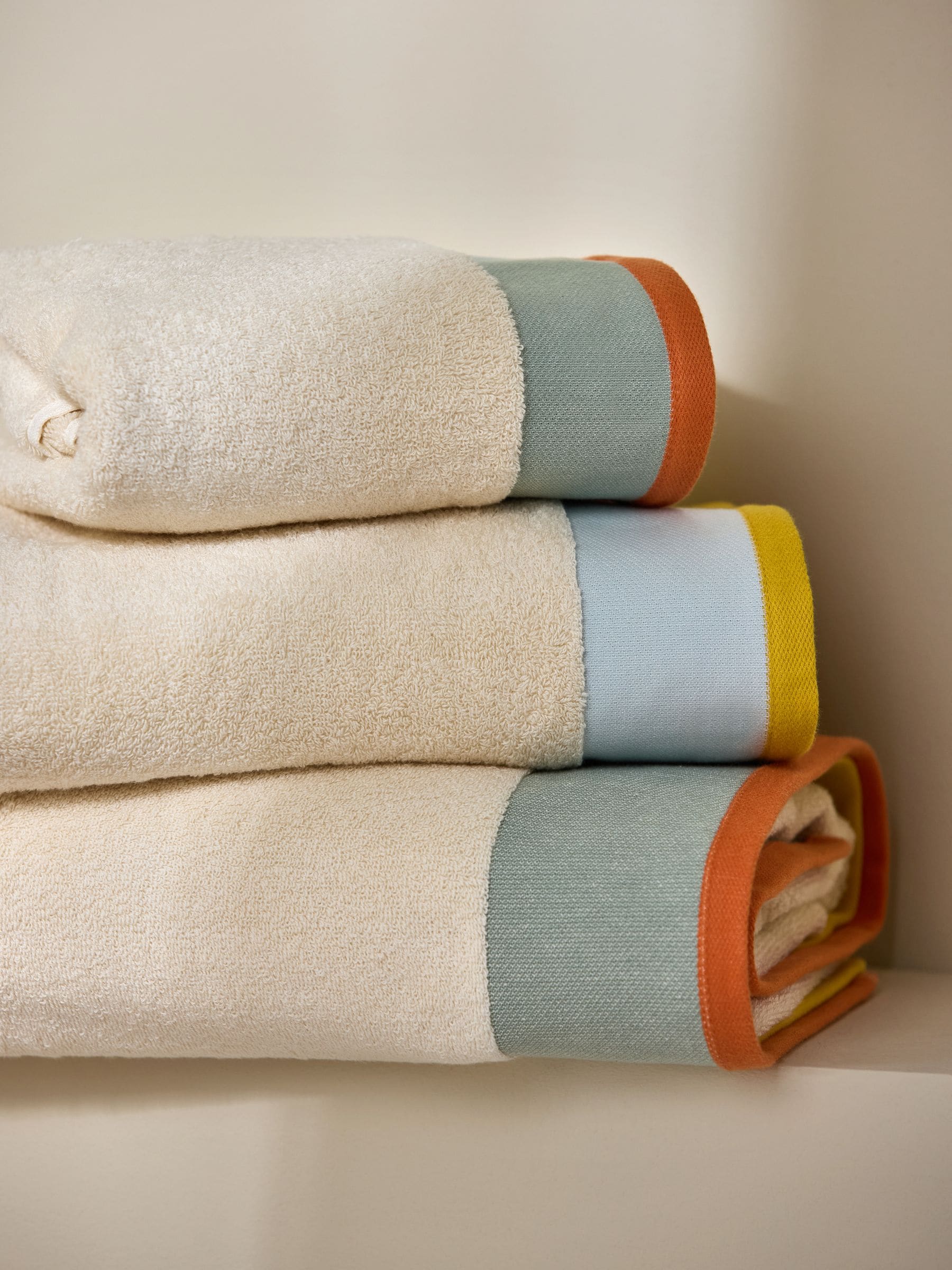 MADE.COM Teal/Yellow Dax Border Towel