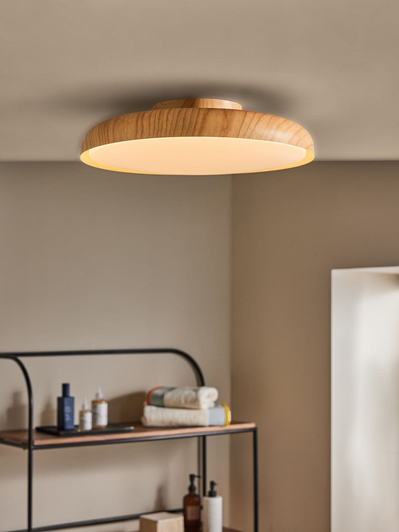 MADE.COM Wood Effect Nura Flush Bathroom Ceiling Light