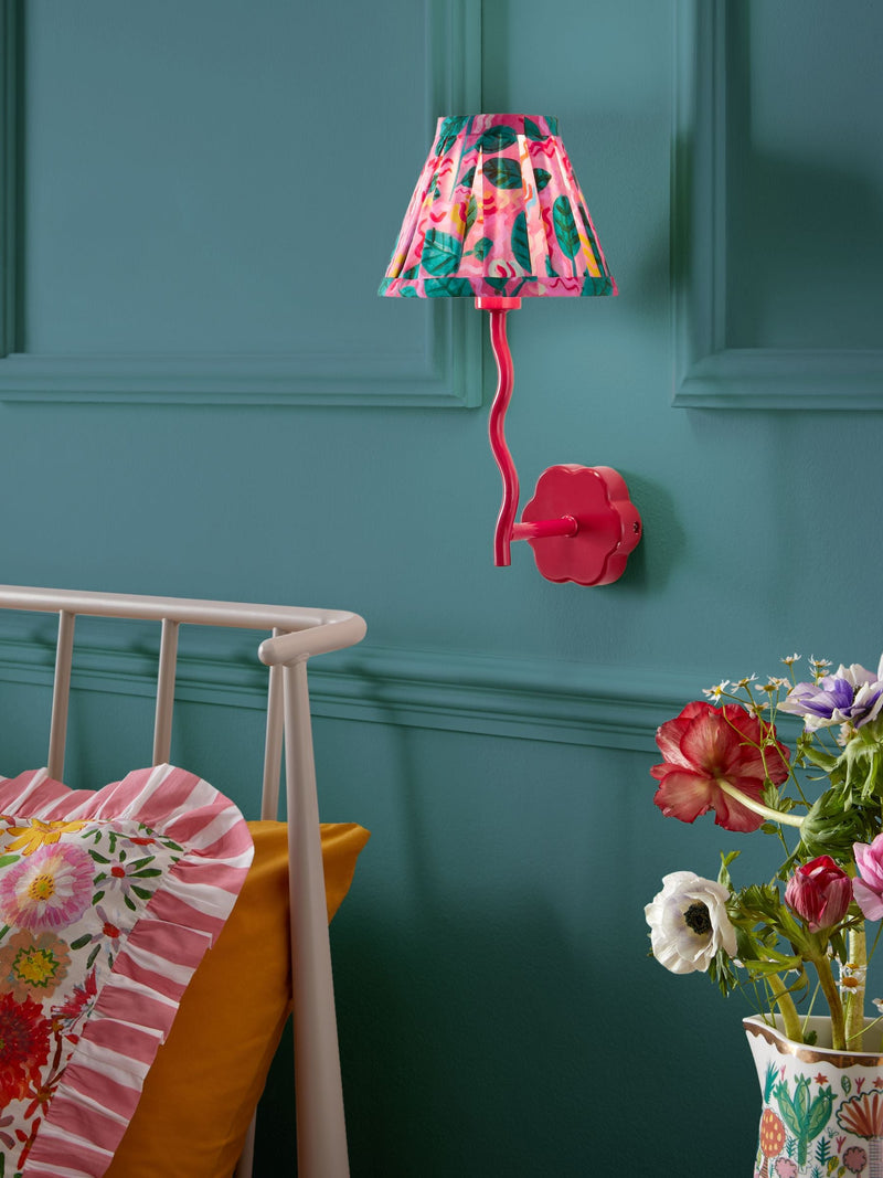 Lucy Tiffney wiggle wall lamp pink metal floral shade (British brand)