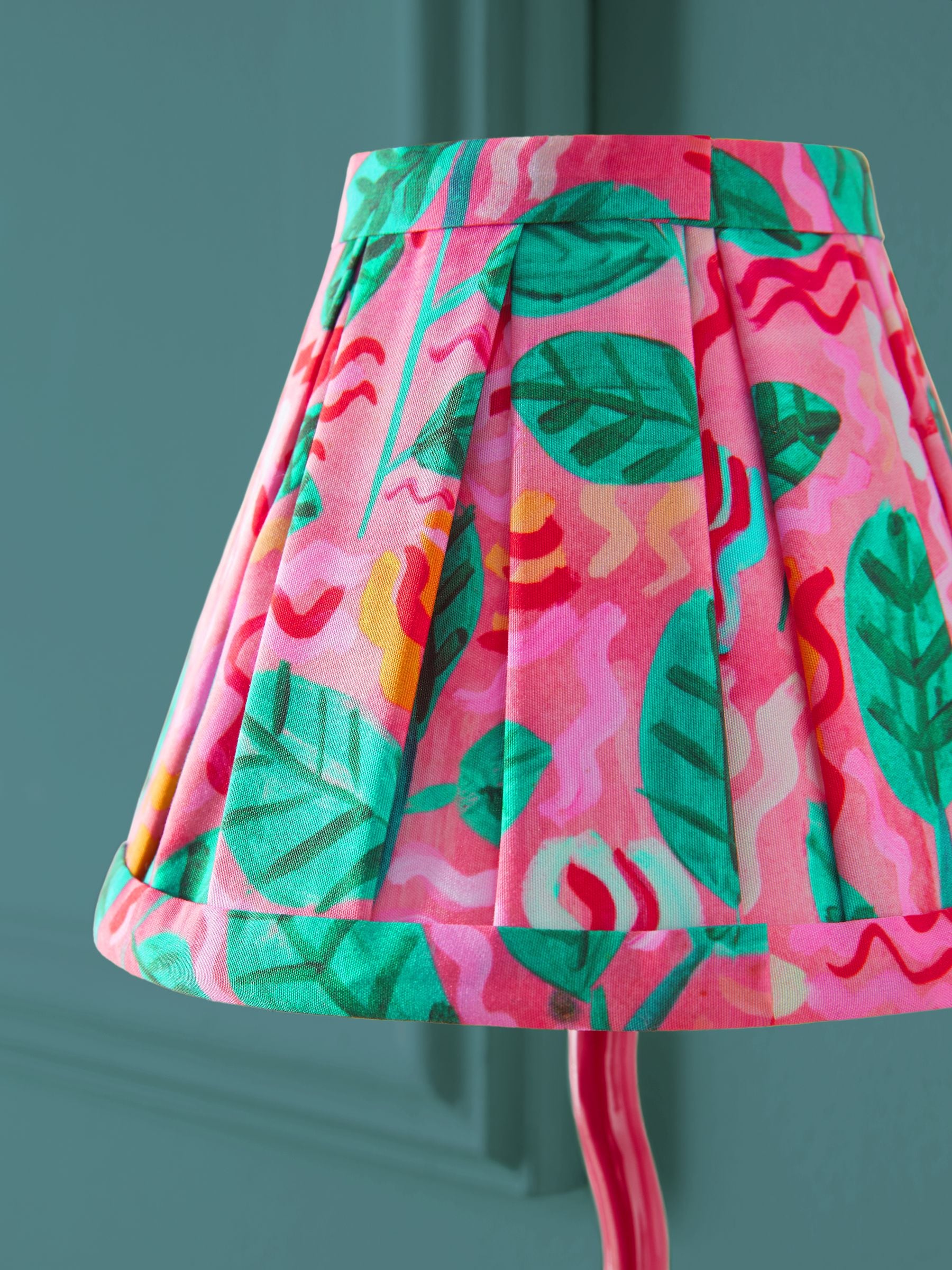 Lucy Tiffney wiggle wall lamp pink metal floral shade (British brand)
