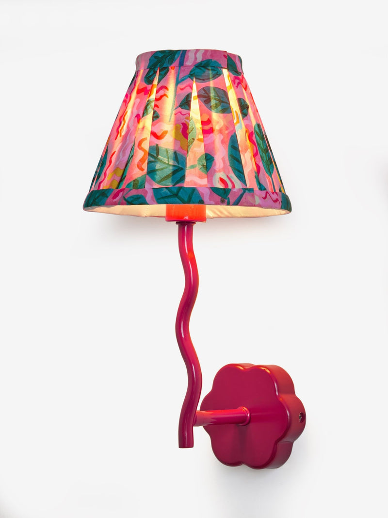 Lucy Tiffney wiggle wall lamp pink metal floral shade (British brand)