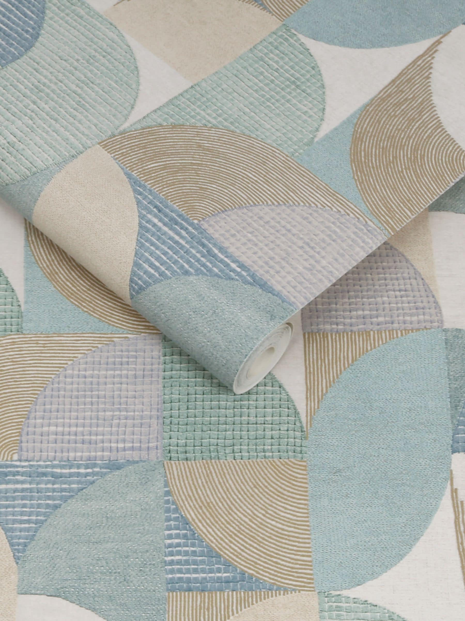 Graham & Brown Blue Stitch Craze Calm wallpaper (British brand)