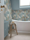 Graham & Brown Blue Stitch Craze Calm wallpaper (British brand)